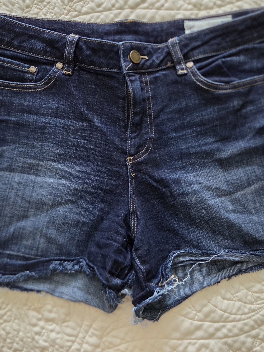 Vince Camuto Dark Blue Distressed Denim Cutoff Shorts